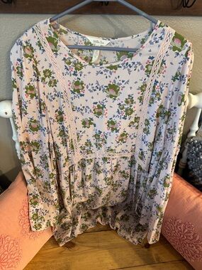 Matilda Jane Soft Pink Floral Lace-Trim Tunic
